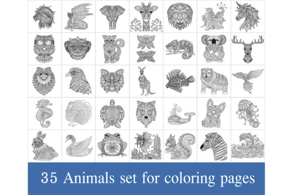35 Animals Coloring Pages: A Versatile Graphics Asset