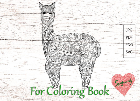 Abstract Alpaca for Adult Coloring: A Creative Graphics Asset
