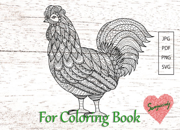 Abstract Chicken for Adult Coloring: A Unique Graphics Asset