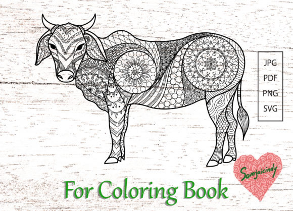 Abstract Cow for Adult Coloring: A Versatile Graphics Asset