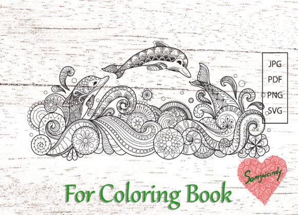 Abstract Dolphins for Coloring Book: Perfect for Graphics and Crafting