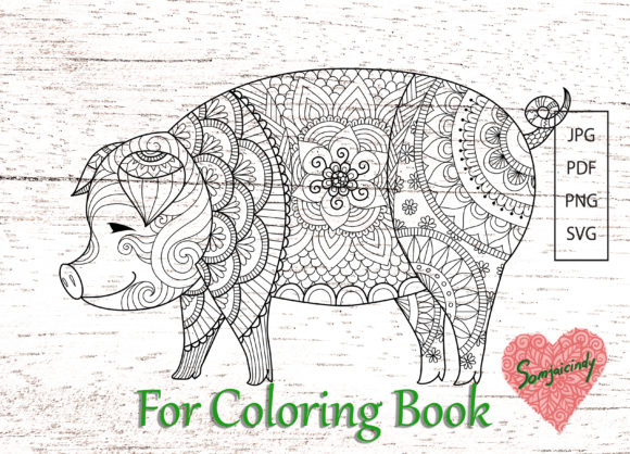 Abstract Pig for Adult Coloring: A Creative Graphics Asset