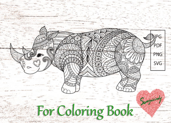 Abstract Rhino for Adult Coloring: A Creative Graphics Asset