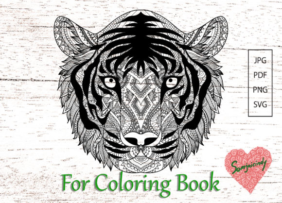 Abstract Tiger for Adult Coloring: A Versatile Graphics Asset