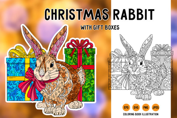 Christmas Rabbit Coloring Book: A Festive Graphics Asset