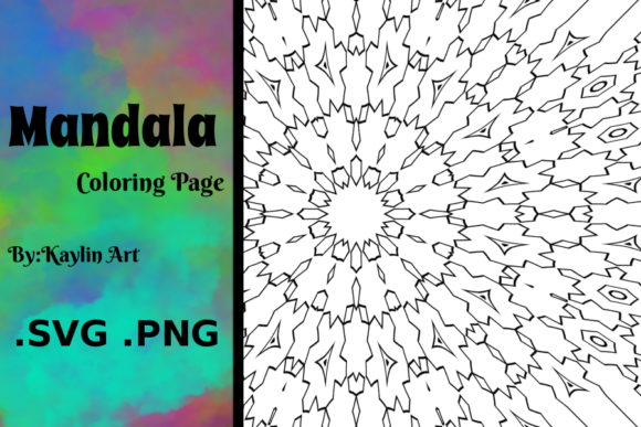 Circle Coloring Page Mandala Flower B W