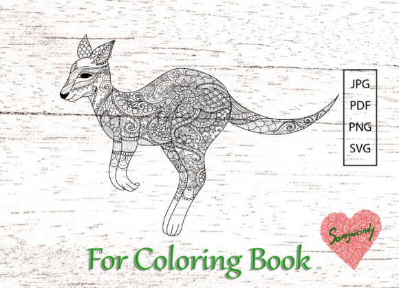 Exploring Kangaroo for Adult Coloring Book Graphics