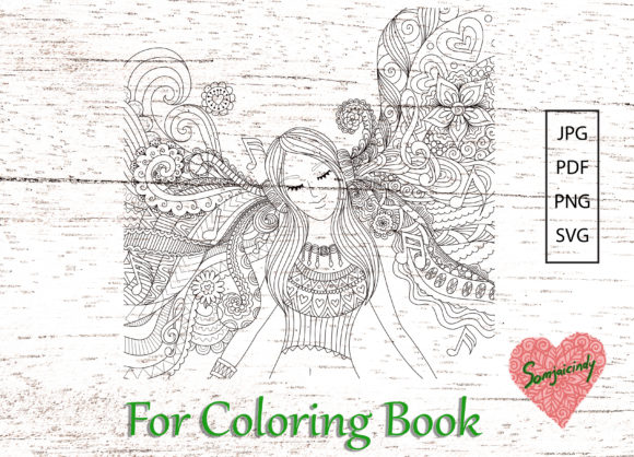 Girl Listening to Music: A Versatile Graphics Asset for Coloring Pages Amp