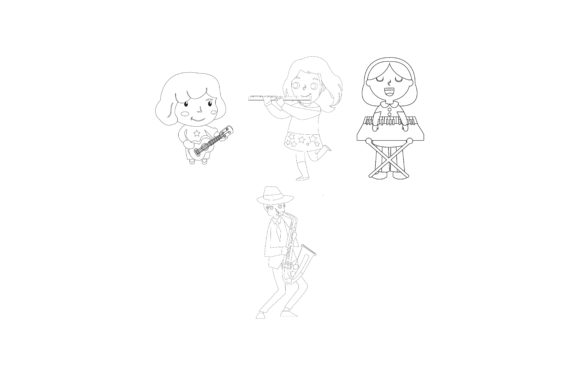Review: Characters Playing Instruments Outline for Graphics and Illustrations