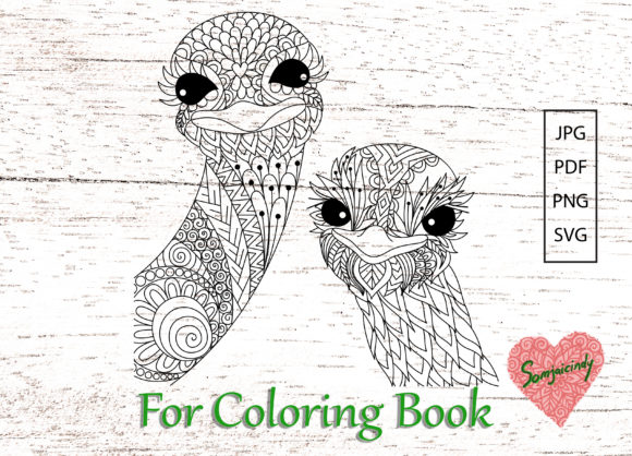 Two Ostriches: A Charming Addition to Your Embroidery